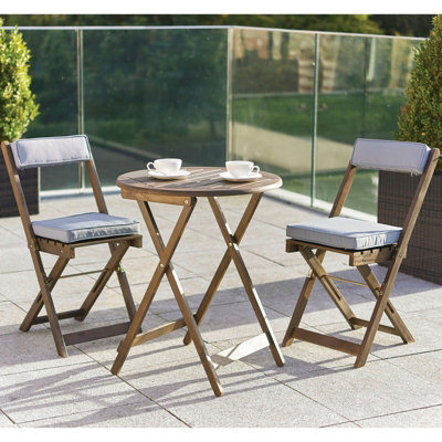 Greenhurst Raffles Folding Bistro Set with Grey Cushions Grey