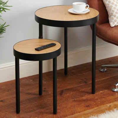 Greenhurst Rotating Hide Away / Nesting Style Side Table, Wood Effect Table Tops