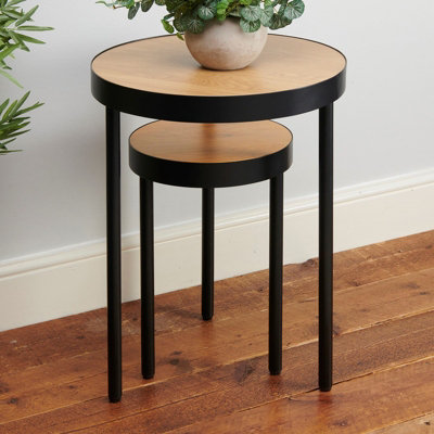 Greenhurst Rotating Hide Away / Nesting Style Side Table, Wood Effect Table Tops