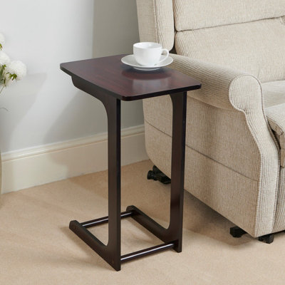 Greenhurst Sofa Side Table, Compact C Shaped with Mahogany Venner Finish W30 x D44 x H60cm