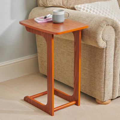 Greenhurst Sofa Side Table, Compact C Shaped with Oak Venner Finish W30 x D44 x H60cm