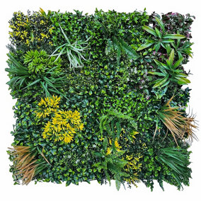Greenplants premium artificial green plant living wall panel 1m x 1m - Spring Burst