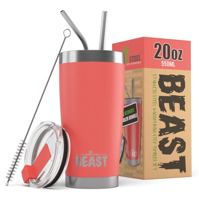 Greens Steel Coral Reusable Stainless Steel 20oz Double Insulated Coffee Tumbler Travel Mug