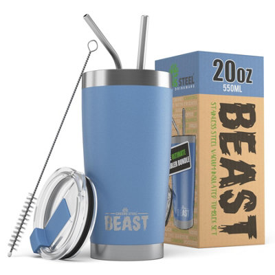 Greens Steel Sky Blue Reusable Stainless Steel 20oz Double Insulated Coffee Tumbler Travel Mug