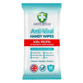 GreenShield Anti-Viral Handy Wipes - Pack of 15