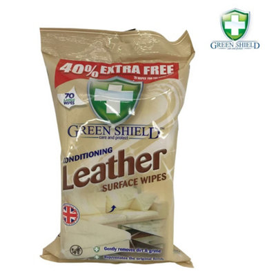 Greenshield Leather Conditioning Surface Wipes, 70 Wipes