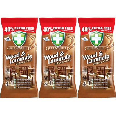 Greenshield Wood & Laminate Floor Wipes (70) (Pack of 3)