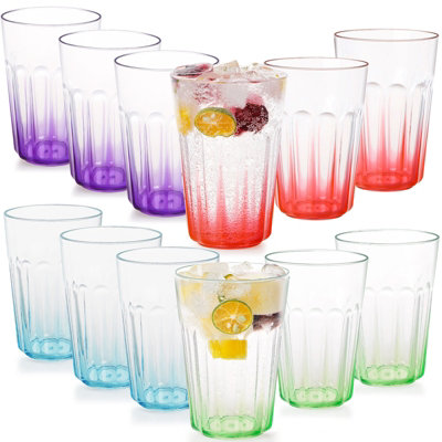 Greentainer Durable Drinking Glasses Set of 12 Mixed Color 350ml ...