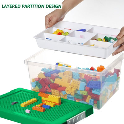 Greentainer Stackable Plastic Storage Bin With Lid And Removable Tray ...