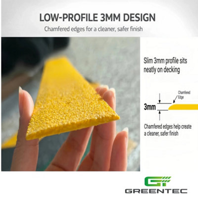 GreenTec Anti Slip GRP Decking Strip 1200mm x 50mm Heavy Duty Pack of 3 ...