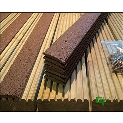 GreenTec GRP Anti Slip Decking Strips 600mm x 50mm Brown Pack of 5 ...