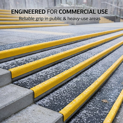 GreenTec Heavy Duty 1000 x 345mm Yellow GRP Anti-Slip Stair Tread Cover ...