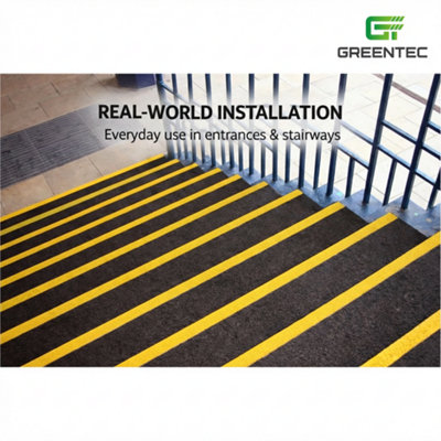 GreenTec Heavy Duty 1000 x 345mm Yellow GRP Anti-Slip Stair Tread Cover ...