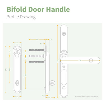 greenteQ CentreFold Bifold Door Handle (3 Pack) - Black