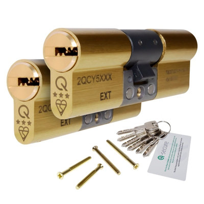 GreenteQ Orion 3 Star Keyed-Alike Euro Cylinder Pair - 40/40 (80mm), Brass