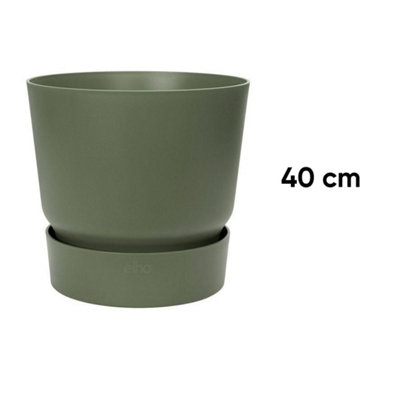 Greenville Round Flower Plant Pot 100% Recycled Matte Plastic Planter Indoor Outdoor Garden Modern Nordic Style 40cm Leaf Green