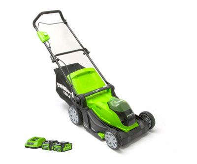 Greenworks 40V 41cm Cordless Lawnmower with Two Batteries & Charger