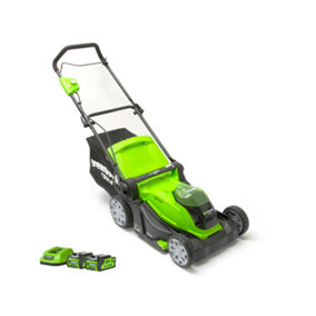 Greenworks 40V 41cm Cordless Lawnmower with Two Batteries & Charger
