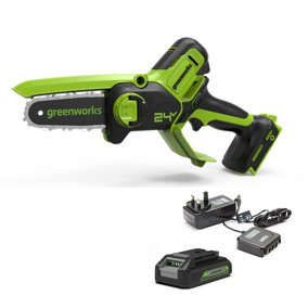 Greenworks Greenworks 24V Mini Chainsaw Pruner with Battery & Charger