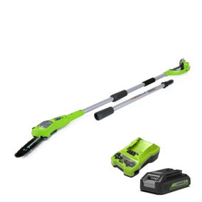 Greenworks Tools 24V 20cm (8") Cordless Polesaw includes 2Ah battery & charger
