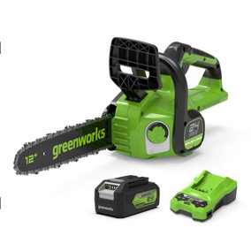 Greenworks Tools 24V 30cm (12") Cordless Brushless Chainsaw includes 4Ah battery & charger