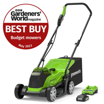 Greenworks Tools 24V 33cm (13") Lawnmower includes 2Ah battery & 2Ah charger