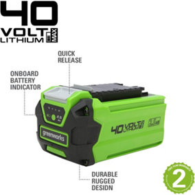 Greenworks Tools 40V Battery G40B2.5 Li-ion 40V 2.5Ah Rechargeable Battery For 40V Greenworks Products