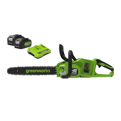 Greenworks Tools 48V (2 x 24V) Chainsaw 36cm (14") includes 2 x 4Ah batteries & charger