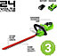 Greenworks Toos 24V 57cm (22.5") Hedgetrimmer G24HT57K2 with 1 x 2Ah Battery & Charger