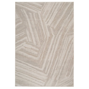Greige Abstract Scattered Lined Living Area Rug 120 x 170
