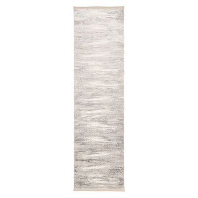 Greige Super Soft Abstract Fringed Lustre Area Rug 200x290cm