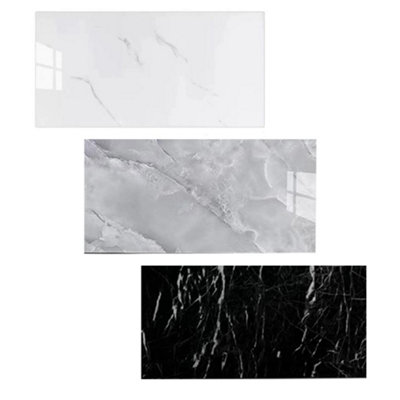 Grey 12 Pack Self-Adhesive Marble Effect Wall Tile Stickers - Kitchen ...