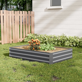 Grey 120cm W x 90cm D Galvanized Rectangular Raised Garden Bed Planter Box