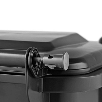 Grey 140L Compact Sized Waste Recycling Wheelie Bins With Strong Rubber Wheels & Lid - 4