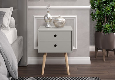 Grey 2 drawer bedside cabinet, Scandia look