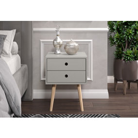 Grey 2 drawer bedside cabinet, Scandia look