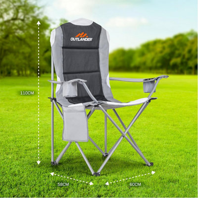 Grey 2 Pack Camping Chair Premium Padded Folding Outdoor Seats High Back DIY at B Q