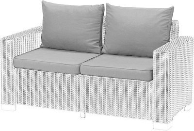 Grey 2 Seater Keter Allibert California Rattan Cushion Set