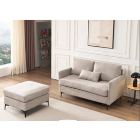 Grey 2 Seater Sofa with Matched Ottoman, Comfy Sofa no pillow