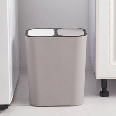 Grey 2 Section Office Kitchen Bin Rubbish Dustbin Double Recycling Trash Can 15 L