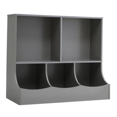 Grey 2 Tier Kids Toy Storage Boxes Open Style Child Toy Organizer Cabinet