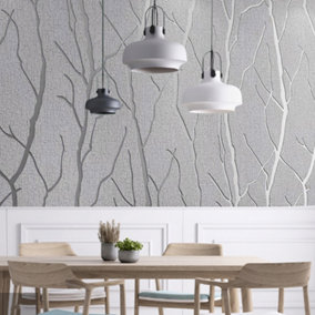 Grey 3D Silver Striped Wallpaper Irregular Patterned Non Woven Wallpaper Roll 5m²