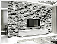 Grey 3D Stone Effect Wallpaper DIY Fabric Wallcovering for Home Bedroom 950 cm
