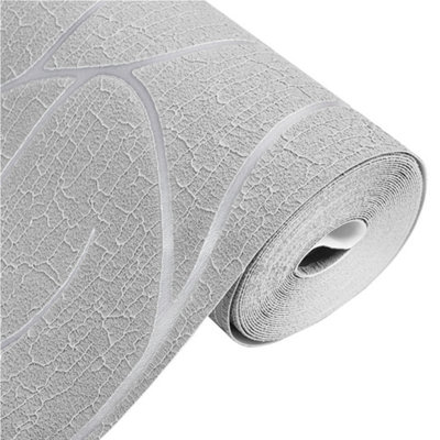 Grey 3D Striped Patterned Wallpaper No Woven Wall Paper Roll 5m²