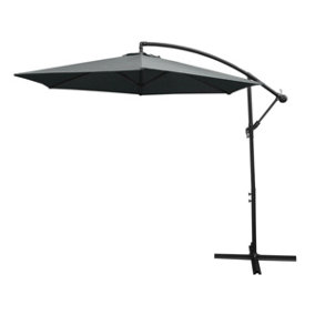 Grey 3m Cantilever Garden Parasol Hanging Umbrella