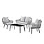 Grey 4 Piece Sofa  Garden Set with Wicker Rope Style Chairs Coffee Black Glass Topped Topper