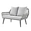 Grey 4 Piece Sofa  Garden Set with Wicker Rope Style Chairs Coffee Black Glass Topped Topper