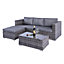 Grey 4 seat rattan corner sofa with coffee table