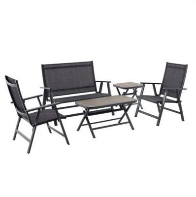 Grey 4 Seater Folding Garden Dining Set