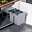 Grey 40L Cabinet Integrated Pull Out Kitchen Waste Bin Under Counter Storage